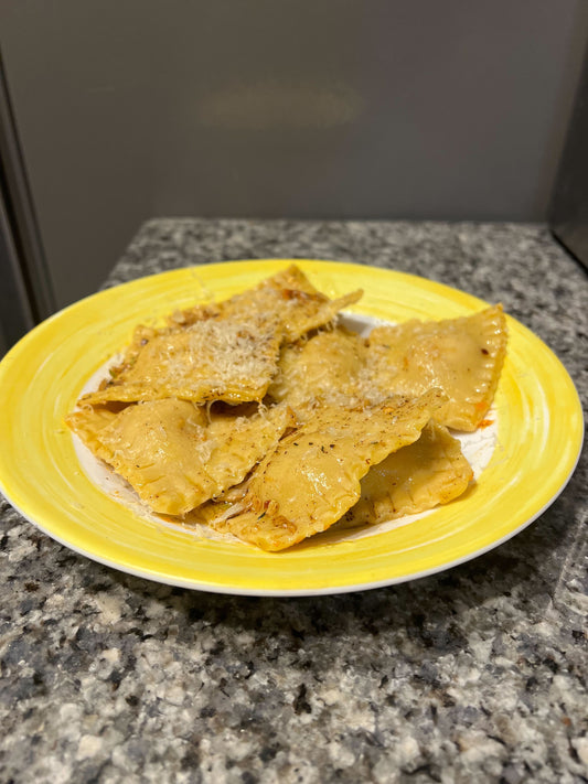 Pumpkin Sage Ravioli with Brown Butter Garlic Sauce